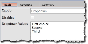 Dropdown widget basic properties