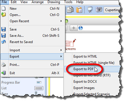 Export to PDF from File Export menu