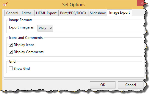 Default image settings and export options
