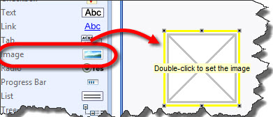 Drag image widget from the left toolbar onto the canvas