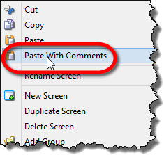 Pasting a screen together with comments