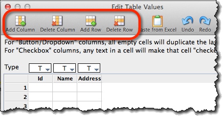 Adding rows and columns to the table